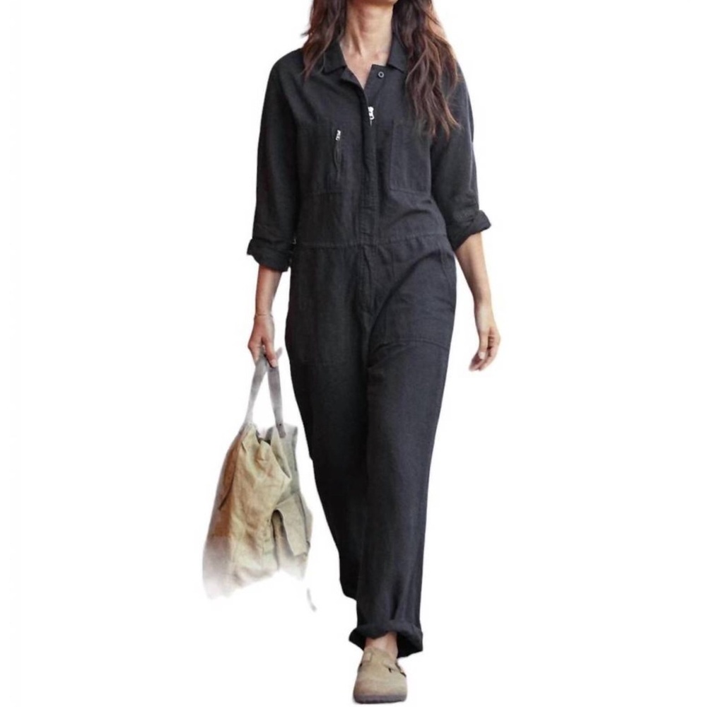 NEW Outerknown Linen blend Jumpsuit in Black XS